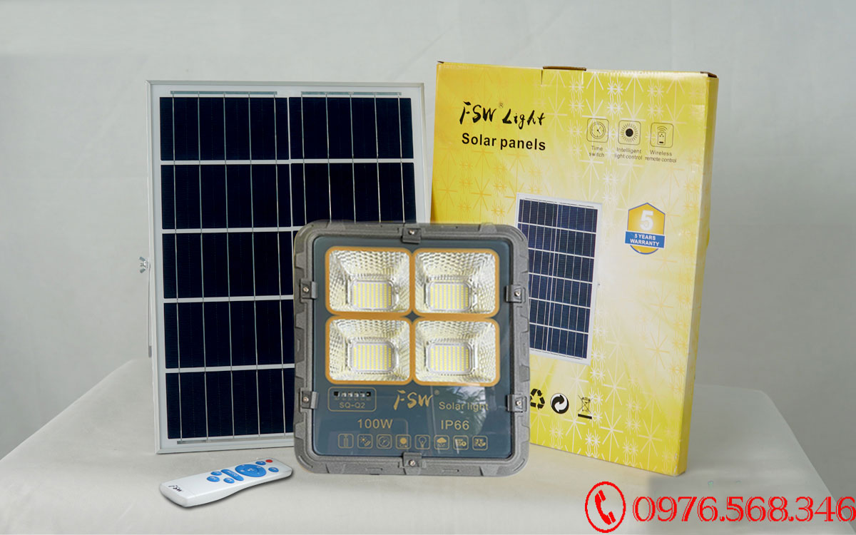 Đèn Pha Năng Lượng FSW P100W giá rẻ xài tấm pin rời